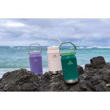 Stanley IceFlow Flip Straw Jug with Handle 64 oz| Twist On Lid and Flip Up Straw | Leak Resistant for Travel and Sports | Insulated Stainless Steel |BPA-Free |Rose Quartz