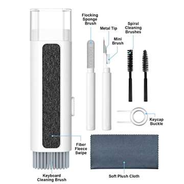 [8 in 1] Cleaner Kit for Airpod,Supfine Cleaning Pen with Brush for Airpods Pro,Multi-Function Cleaner Kit for Earbuds,Earphone,iPod,Keyboard,iPhone,ipad,Laptop(White)