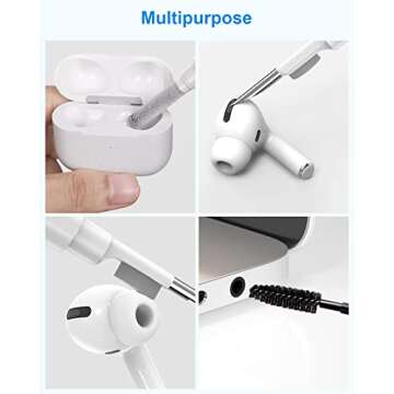 [8 in 1] Cleaner Kit for Airpod,Supfine Cleaning Pen with Brush for Airpods Pro,Multi-Function Cleaner Kit for Earbuds,Earphone,iPod,Keyboard,iPhone,ipad,Laptop(White)