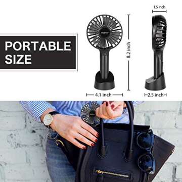 SkyGenius Portable Handheld Fan, 2600mAh Rechargeable Battery/USB Operated Mini Cooling Fan for Home Office Outdoors Travel(Black)…