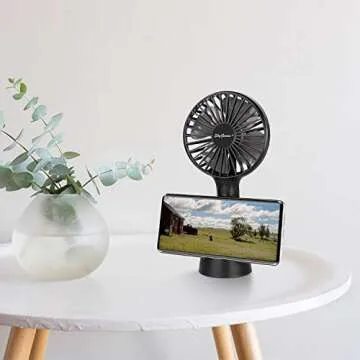 SkyGenius Portable Handheld Fan, 2600mAh Rechargeable Battery/USB Operated Mini Cooling Fan for Home Office Outdoors Travel(Black)…