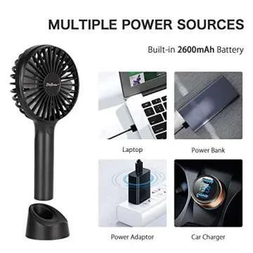 SkyGenius Portable Handheld Fan, 2600mAh Rechargeable Battery/USB Operated Mini Cooling Fan for Home Office Outdoors Travel(Black)…
