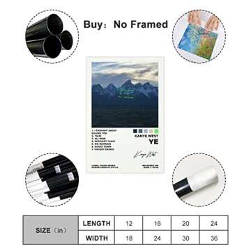 DFGHG Kanye Poster Ye Album Cover Canvas Poster Music Posters Wall Art Decor Print Posters for Room Aesthetic Unframe:12x18inch(30x45cm)