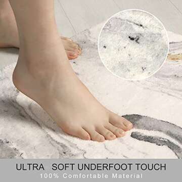 HAOCOO Bathroom Rugs Beige Marble Velveteen Bath Mat Set Non-Slip Door Carpet Soft Luxury Microfiber Machine-Washable Floor Rug for Doormats Tub Shower (20x31 inch, 2 Pack)