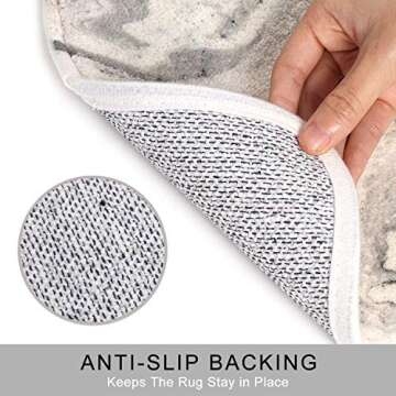 HAOCOO Bathroom Rugs Beige Marble Velveteen Bath Mat Set Non-Slip Door Carpet Soft Luxury Microfiber Machine-Washable Floor Rug for Doormats Tub Shower (20x31 inch, 2 Pack)