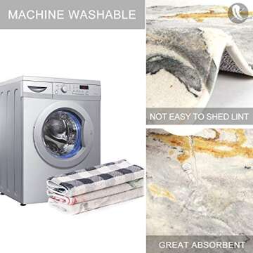 HAOCOO Bathroom Rugs Beige Marble Velveteen Bath Mat Set Non-Slip Door Carpet Soft Luxury Microfiber Machine-Washable Floor Rug for Doormats Tub Shower (20x31 inch, 2 Pack)