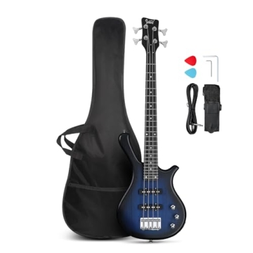 GLARRY 4 String Electric Bass Guitar Beginner Kit - Dark Blue