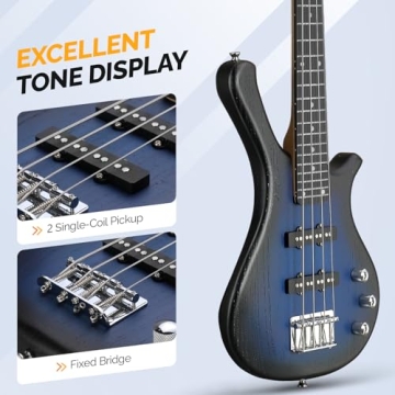 Glarry 4 String Electric Bass Guitar Kit - Dark Blue