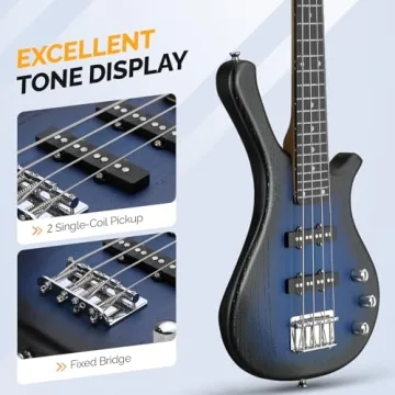 Glarry 4 String Electric Bass Guitar Kit - Dark Blue