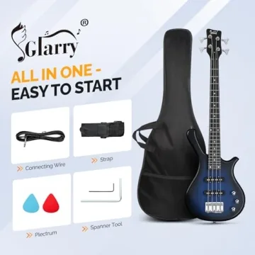 Glarry 4 String Electric Bass Guitar Kit - Dark Blue