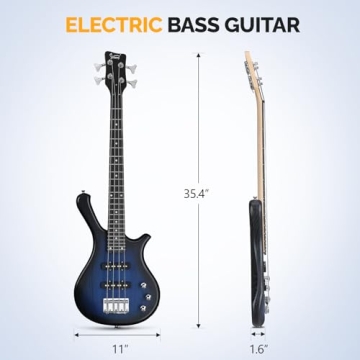 Glarry 4 String Electric Bass Guitar Kit - Dark Blue