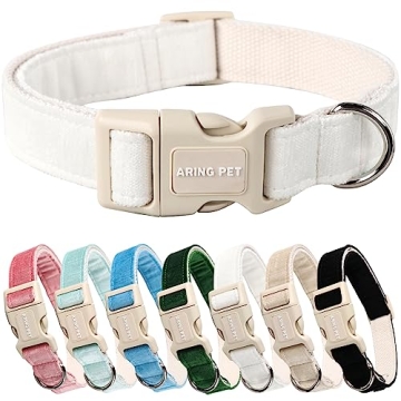 ARING PET White Dog Collar - Adjustable Lightweight Cotton Collars for Dogs