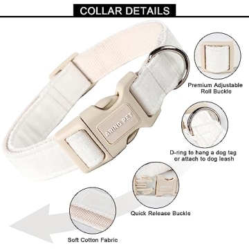 ARING PET Adjustable White Dog Collar - Stylish & Comfortable
