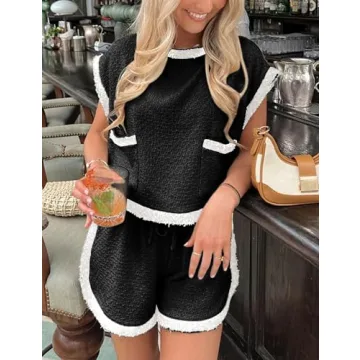 Chic Aedceal Women's Summer Tweed Set with Pockets