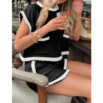 Chic Aedceal Women's Summer Tweed Set with Pockets