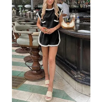 Chic Aedceal Women's Summer Tweed Set with Pockets