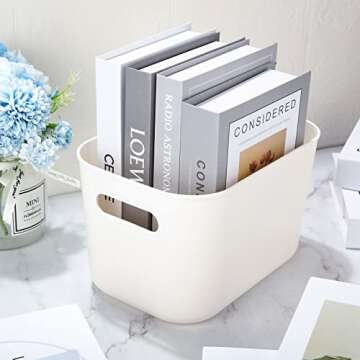 Zopeal Plastic Storage Bins 10 Pcs White Pantry Organizer Bins Small Baskets Storage Containers for Home Kitchen (10 x 7 x 6 Inch)