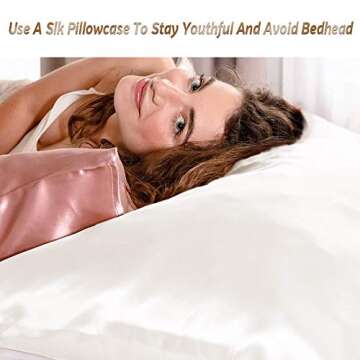 Ravmix 100% Pure Mulberry Silk Pillowcase 30 Momme 900TC for Hair and Skin with Hidden Zipper Both Sides Soft Breathable Silk, Standard Size 20 * 26inch, 1PCS, Ivory White