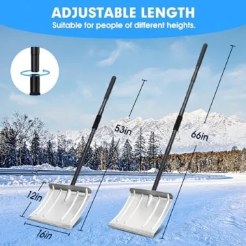 Adjustable Heavy Duty Aluminum Snow Shovel for Winter