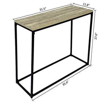C-Hopetree Console Narrow Entry Table for Entryway Hallway Sofa - Black Metal
