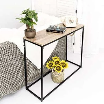 C-Hopetree Console Narrow Entry Table for Entryway Hallway Sofa - Black Metal