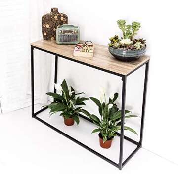 C-Hopetree Console Narrow Entry Table for Entryway Hallway Sofa - Black Metal