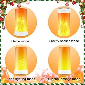PDGROW LED Flame Effect Light, Flame Lamp 4 Modes USB Rechargeable Fire Lights Indoor Campfire Outdo...