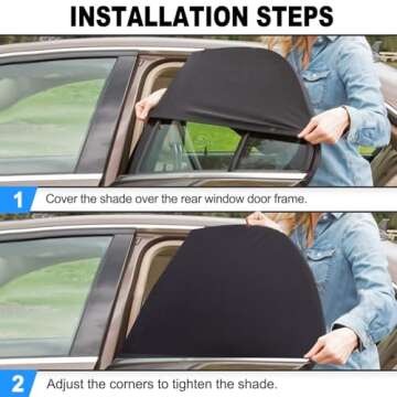 Car Window Shades:PEMOTech 2 Pack Certified Car Side Window Sun Shades, UV Protection Breathable Spandex Baby Window Covers, Universal Fit Most (99%) of Cars, Protect Privacy for Family (27.2"x39.8")