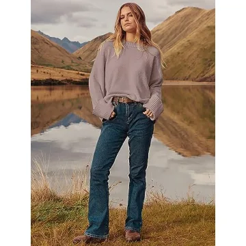LOGENE Women's Oversized Sweater Crewneck Long Sleeve Soft Fuzzy Knit Pullover Sweaters 2024 Winter Fashion Warm Tops Clothes Grey Purple Large