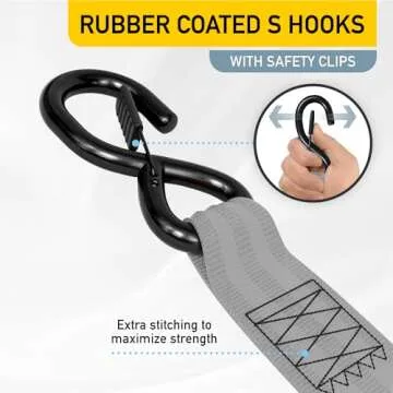 AUGO Retractable Ratchet Straps | 2 Heavy Duty Ratchet Straps Self Retractable Tie Down Straps with Soft Loops & Storage Bag for Motorcycle, Truck, Trailer, Cargo Van | 3000 Lb Break Strength 2” x 10’