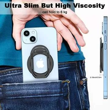 Magnetic Phone Ring Magnetic Phone Grip Phone Stand Magnetic Phone Ring Holder Finger Kickstand, Adjustable Kickstand for iPhone 14/13/12 Series(Black)