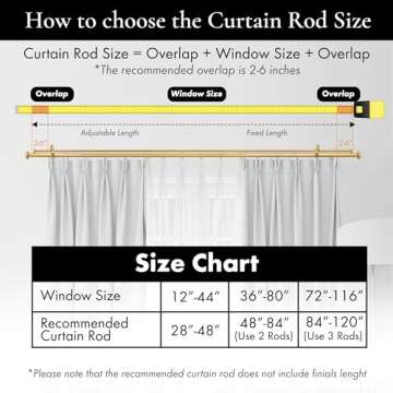 Meriville 1-Inch Diameter Prima Telescoping Double Window Treatment Curtain Rod, 84-Inch to 120-Inch, Royal Gold