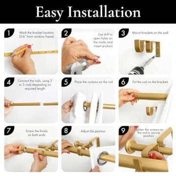 Meriville 1-Inch Diameter Prima Telescoping Double Window Treatment Curtain Rod, 84-Inch to 120-Inch, Royal Gold