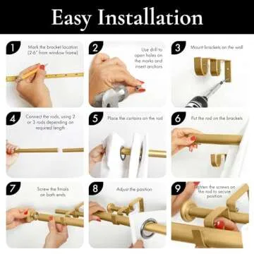 Meriville 1-Inch Diameter Prima Telescoping Double Window Treatment Curtain Rod, 84-Inch to 120-Inch, Royal Gold