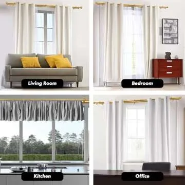 Meriville 1-Inch Diameter Prima Telescoping Double Window Treatment Curtain Rod, 84-Inch to 120-Inch, Royal Gold