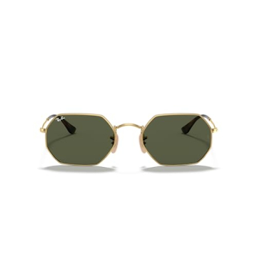 Ray-Ban RB3556N Octagonal Flat Lens Sunglasses, Gold/G-15 Green, 53 mm