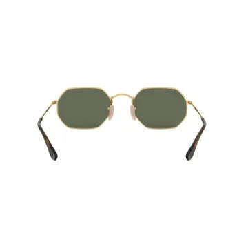 Ray-Ban RB3556N Octagonal Flat Lens Sunglasses, Gold/G-15 Green, 53 mm