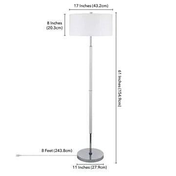 Henn&Hart Stylish 2-Light Floor Lamp - Matte White, Polished Nickel