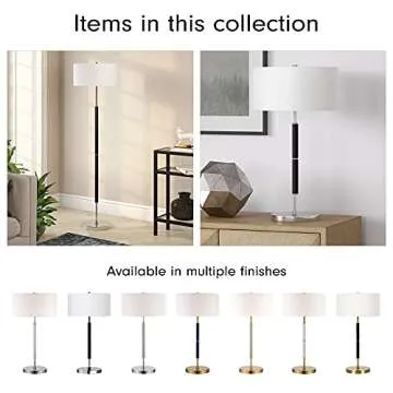 Henn&Hart Stylish 2-Light Floor Lamp - Matte White, Polished Nickel