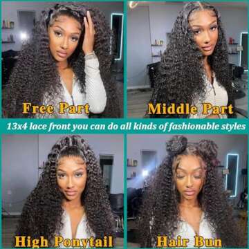 BeautyGrace 24Inch Deep Wave Lace Front Wig Human Hair 180% Density Brazilian Virgin Deep Wave Front...