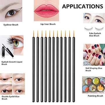 TygoMall 100pcs Disposable Eyeliner Makeup Brushes With Covers On the Hair, Makeup Eye Liner Tools Wands Applicator(Size: 9cm, Color: Black)