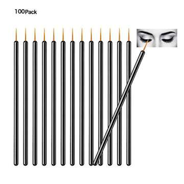 TygoMall 100pcs Disposable Eyeliner Makeup Brushes With Covers On the Hair, Makeup Eye Liner Tools Wands Applicator(Size: 9cm, Color: Black)