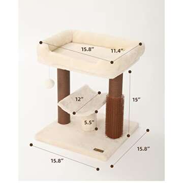 Hoopet cat Tree Tower,cat Scratching Post for Indoor Cats,Featuring with Super Cozy Perch,Cat Self Groomer and Interactive Dangling Ball Great for Kittens and Cats…