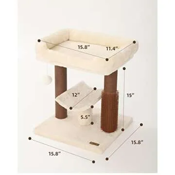 Hoopet cat Tree Tower,cat Scratching Post for Indoor Cats,Featuring with Super Cozy Perch,Cat Self Groomer and Interactive Dangling Ball Great for Kittens and Cats…