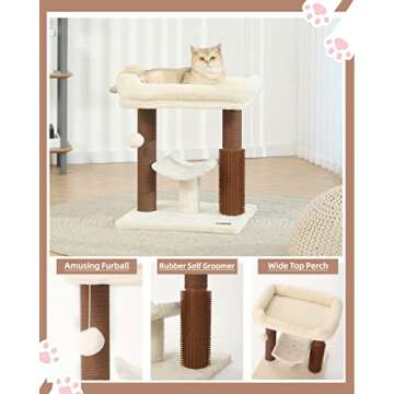 Hoopet cat Tree Tower,cat Scratching Post for Indoor Cats,Featuring with Super Cozy Perch,Cat Self Groomer and Interactive Dangling Ball Great for Kittens and Cats…