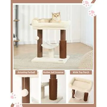 Hoopet cat Tree Tower,cat Scratching Post for Indoor Cats,Featuring with Super Cozy Perch,Cat Self Groomer and Interactive Dangling Ball Great for Kittens and Cats…