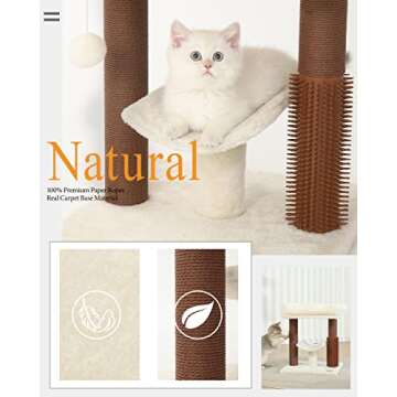 Hoopet cat Tree Tower,cat Scratching Post for Indoor Cats,Featuring with Super Cozy Perch,Cat Self Groomer and Interactive Dangling Ball Great for Kittens and Cats…