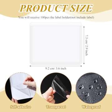 Jeyiour 100 Pcs Durable Transparent Label Holders