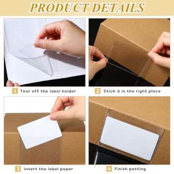 Jeyiour 100 Pcs Durable Transparent Label Holders
