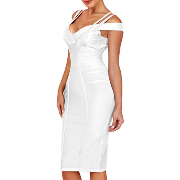 Whoinshop Women's Sexy V Neck Bodycon Dress in White